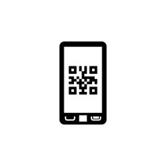 Mobile Smartphone QR Code. Flat Vector Icon illustration. Simple black symbol on white background. Mobile Smartphone QR Code sign design template for web and mobile UI element