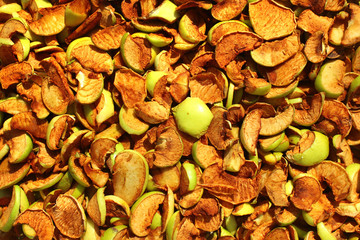Slices of fresh drying apples