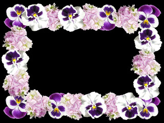 Beautiful floral frame from pansies and pelargonium
 