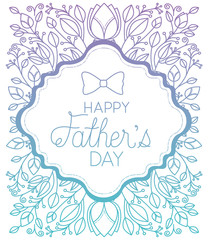 fathers day frame with leafs and bowntie vector illustration design