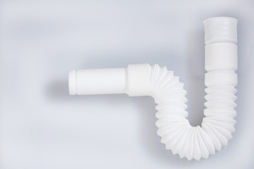Plastic pipe with water trap, isolated