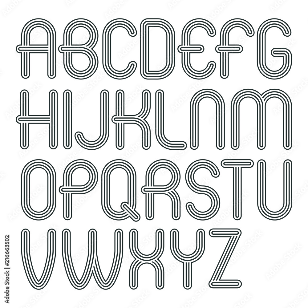 Fototapete set of trendy modern vector capital alphabet letters isolated. disco rounded font for use as busines