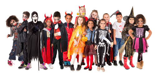 Obraz premium Group of kids in Halloween costumes