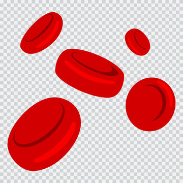 Red Blood Cells Vector Cartoon Flat Icon Set Isolated On A Transparent Background.