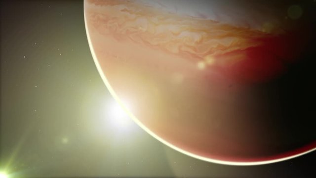 Jupiter Planet Close Up View/
Animation of a realistic jupiter planet surface close up view  while rotating