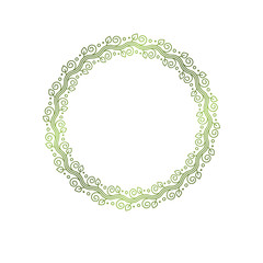 Award vintage circular frame with clear copy space made as spring design decorated with green tree leaves. Vector retro style label, heraldry emblem isolated on white background.