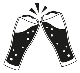 Black and white two beer glasses silhouette