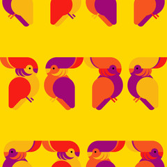 Seamless background with decorative parrots. Birds in the sky. Textile rapport.