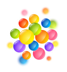 Color glossy round elements on white background