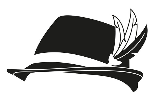 Black and white german feather hat silhouette