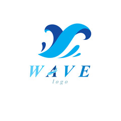Ocean freshness theme vector symbol for use in mineral water advertising. Human and nature coexistence concept.