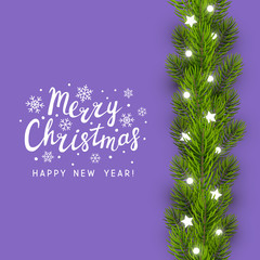 Greeting card with Christmas tree border