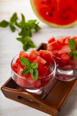 Pieces of watermelon and mint