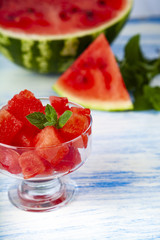 Pieces of watermelon and mint