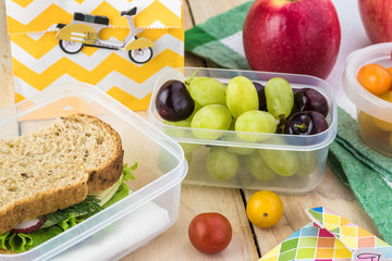 Preparation of school lunch. Cheese sandwich.