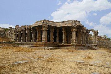 Kalyana Mandapa, Divine Marriage Hall, Achyuta Raya temple, Hampi, Karnataka. Sacred Center. General view from the sout-west.