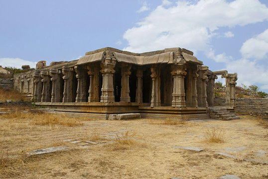 Kalyana Mandapa, Divine Marriage Hall, Achyuta Raya temple, Hampi, Karnataka. Sacred Center. General view from the sout-west.