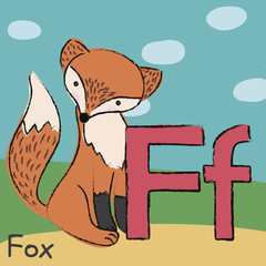 Cute fox letter F 