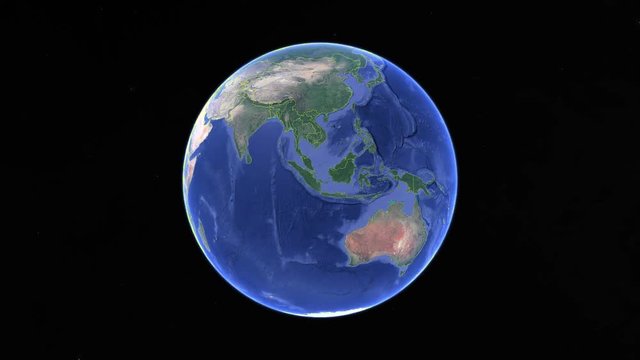 Papua New Guinea with flag. 3d earth in space - zoom in Papua New Guinea outer, created using ultra high res NASA