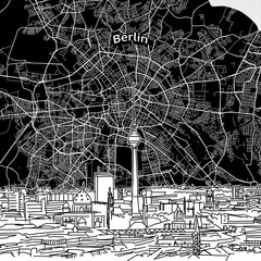 Fototapety  Berlin skyline with map