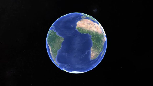 Paraguay with flag. 3d earth in space - zoom in Paraguay outer, created using ultra high res NASA