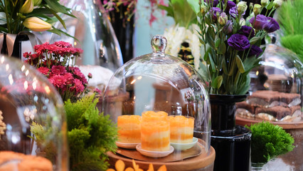 The dessert in the garden for weddings, party, buffet and celebration party.