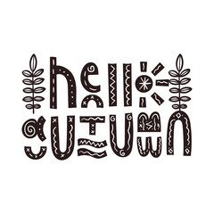 Hello autumn. Bright lettering vector card.
