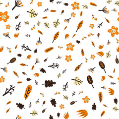 Autumn Forest. Vector seamless pattern. Bright background.
