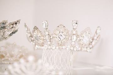 beautiful wedding diadem of a young wife