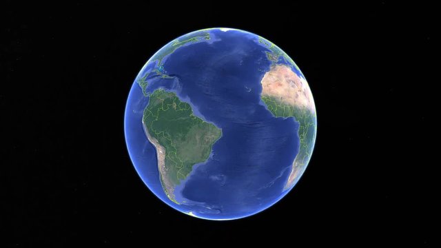 Peru with flag. 3d earth in space - zoom in Peru outer, created using ultra high res NASA