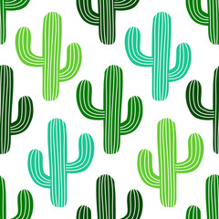 Cute hand drawn cactus seamless pattern