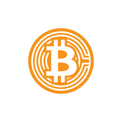 Bitcoin icon. Criptocurrency symbol. Blockchain technology.