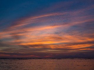 Gili Trawangan, Indonesia - November, 2017: Color of sunset above beautiful ocean. Indonesia