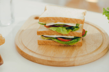 Lunch box and healthy food on isolated background