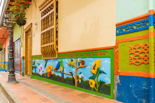 A typical sreet scene in Guatape Colombia