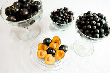 Healthy fruits, Cherry Plums and Aronia(chokeberries).