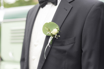Details suit of groom at wedding
