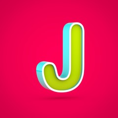 Juicy letter J uppercase isolated on hot pink background.