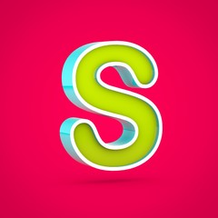 Juicy letter S uppercase isolated on hot pink background.