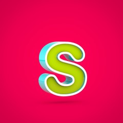 Juicy letter S lowercase isolated on hot pink background.
