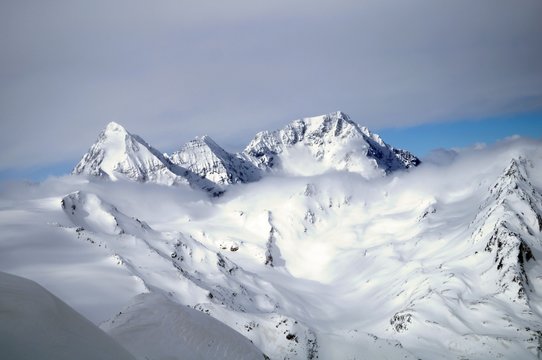 gran zebru, zebru, ortles, panoramic, view, top, peak, winter, snow, ski touring, high, clouds