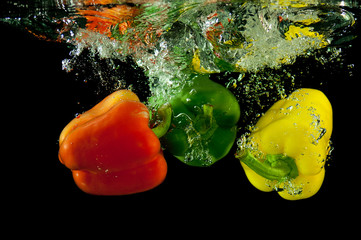 peppers, bubbles & water