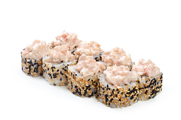 sushi roll isolated on white background.