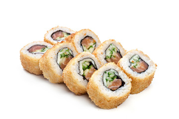 sushi roll isolated on white background.