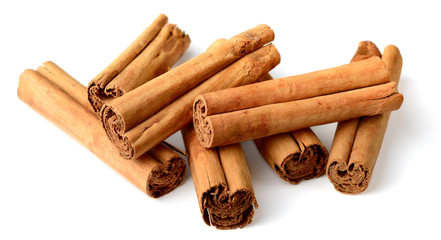 cinnamon sticks isolated on the white background