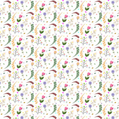 Fototapeta premium Seamless flower pattern on white background. Vector illustration