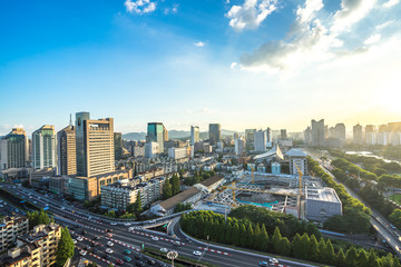 Fototapeta premium panoramiczna panorama miasta w hangzhou w chinach