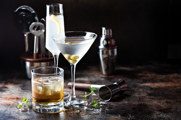 Variety of alcoholic cocktails