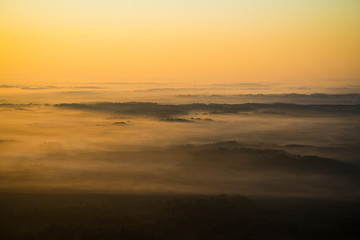 Fototapeta na wymiar Aerial photographs on a foggy morning,