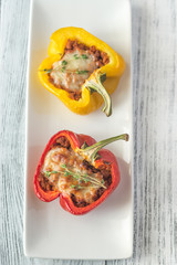 Stuffed peppers with meat and mozzarella